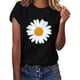 thumbnail image 4 of ICHUANYI Clearance Fashion Woman Causal Daisy Round Neck Printing Blouse Short Sleeve T-Shirt Summer Tops(Black, M) ICHUANYI WER2023080815009, 4 of 6