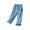 Z19 Dark Blue, variant on Girls Denim Pants Kids Elastic Waist Wide Leg Ruffle Hem Jeans with Cute Bow and Pockets Kids Sweet Summer Casual Clothes