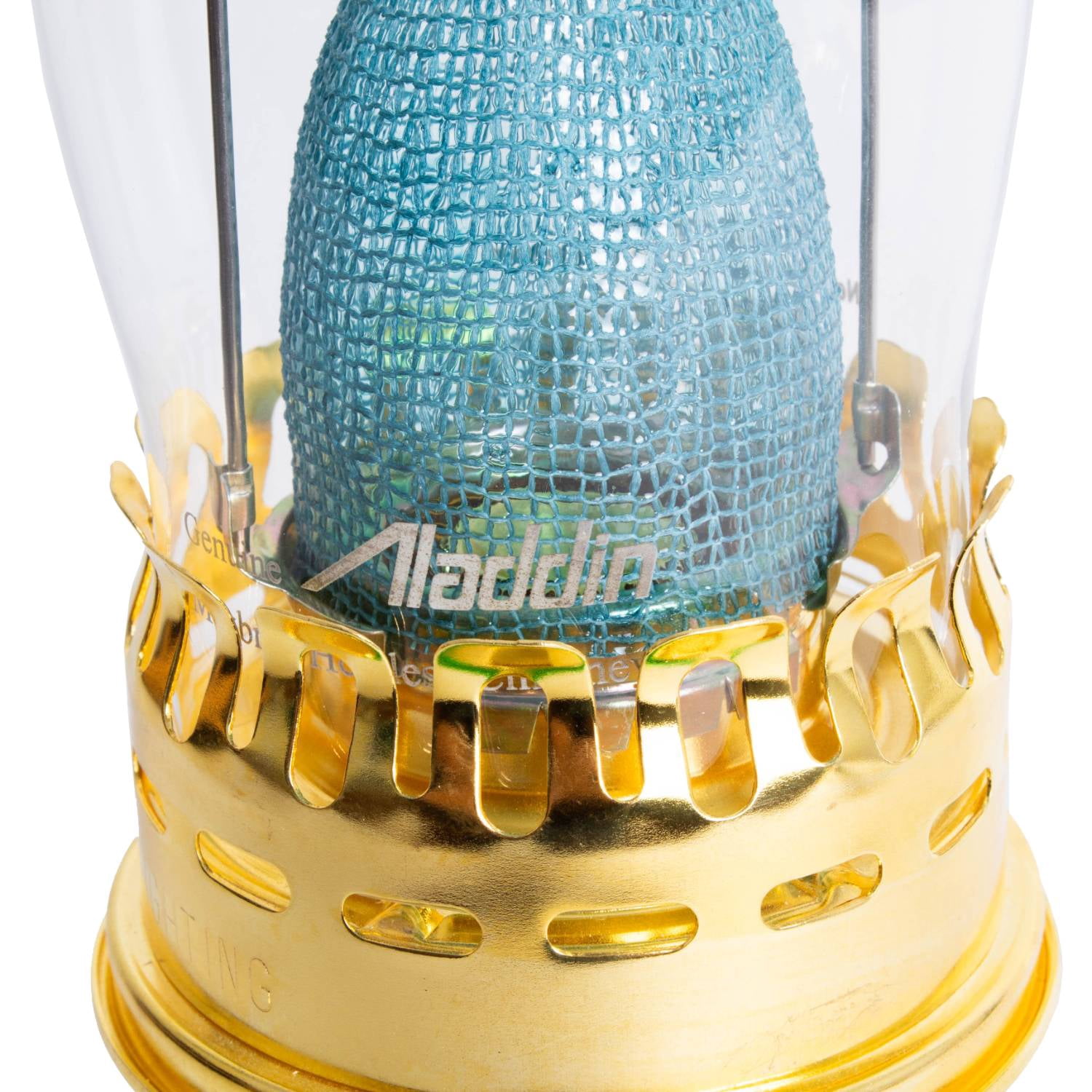 Aladdin Genie III Oil Lamp, Indoor Emergency Lighting for Shelf, Table or Hanging, Emerald Green Glass Bowl with Brass Burner