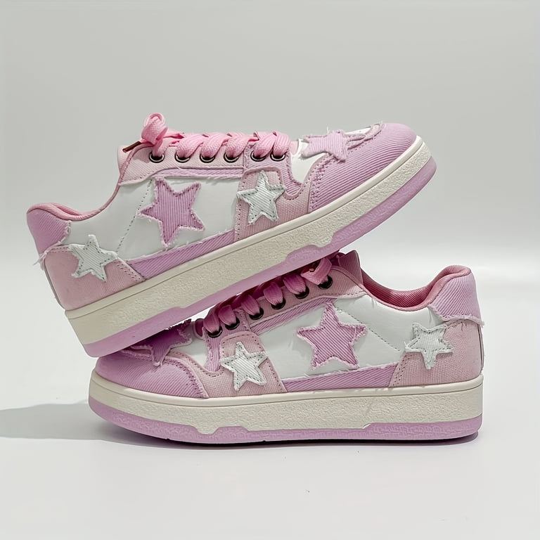 Women's Fashion Star Sneakers - Lace-Up Low Top, Cowhide Suede, Breathable Non-Slip Casual Shoes