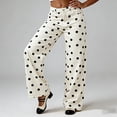 thumbnail image 4 of Ruimatai Women's High Waist Polka Dot Wide Leg Jeans Zip Pocket Loose Full Length Casual Denim Trousers, 4 of 8