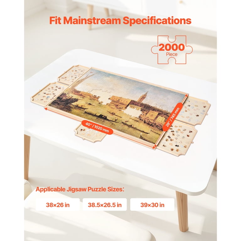 KFFKFF 2000-Piece Rotating Puzzle Board with 5 Drawers and Cover