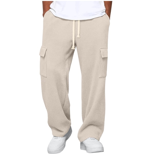 Ceisia Men's All-Season Solid Color Workwear Gift Pants - Elastic Waist Drawstring Pocket Oversized Comfort Pants