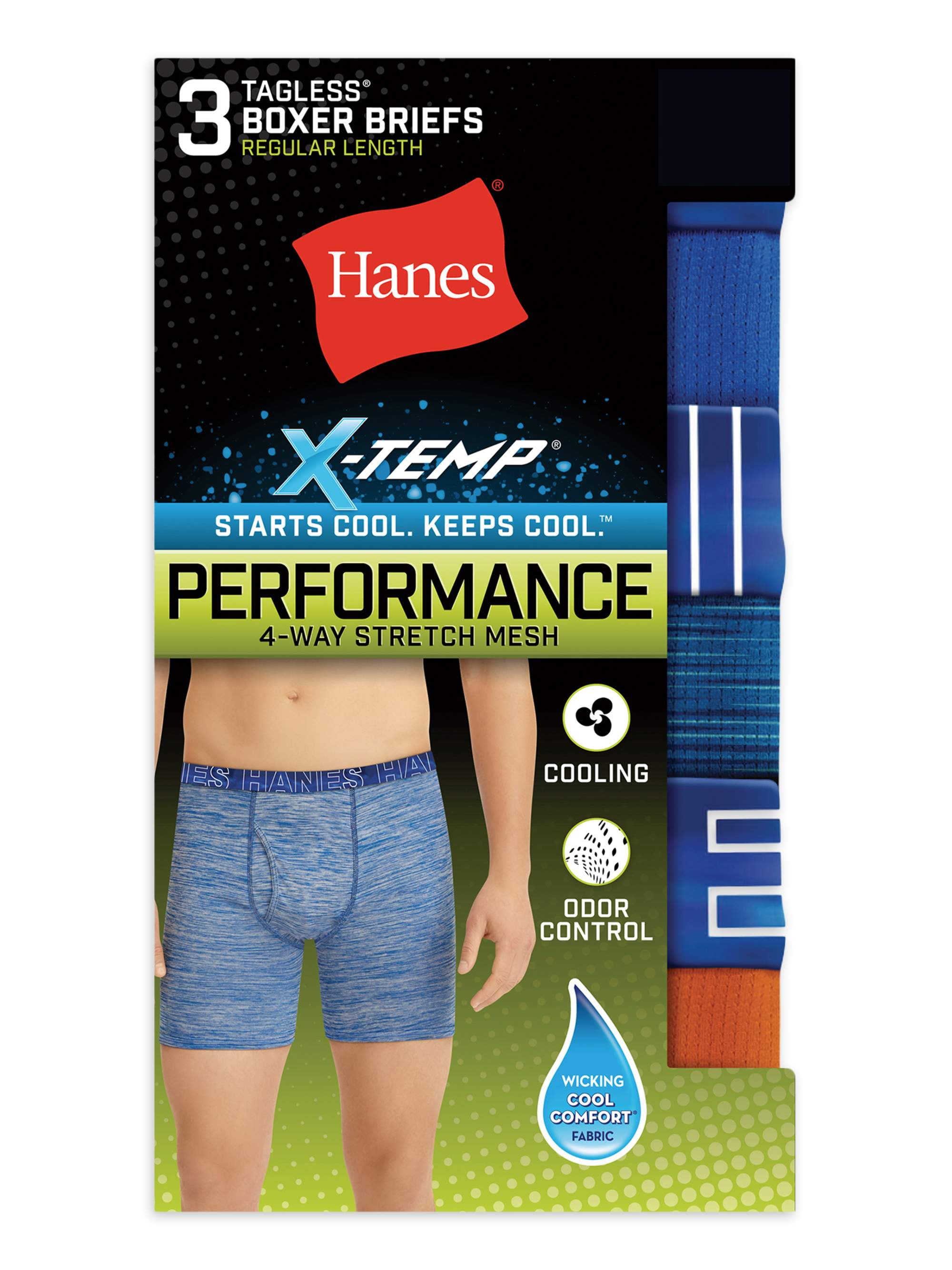 Hanes Men's X-Temp Stretch Mesh Boxer Briefs, 3 Pack 