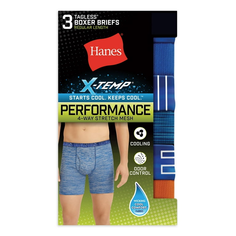 Hanes X-Temp Men's Boxer Brief Underwear, 3-Pack Assorted L