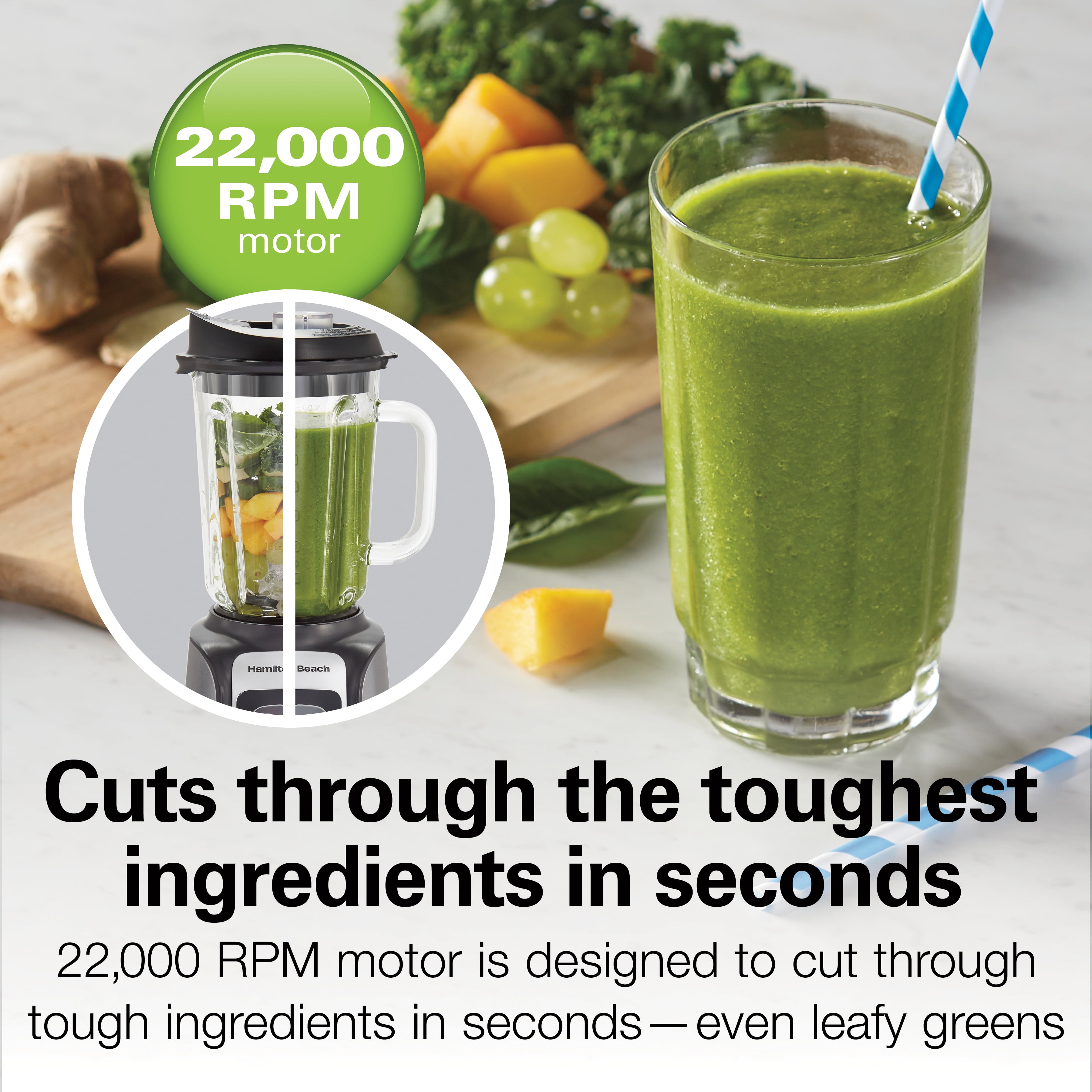Hamilton Beach PowerMax Professional-Performance Blender for Shakes and Smoothies, Puree and Ice Crush, 48oz BPA-Free Glass Jar, 1680 Watts, Stainless (58600), GREY - 2