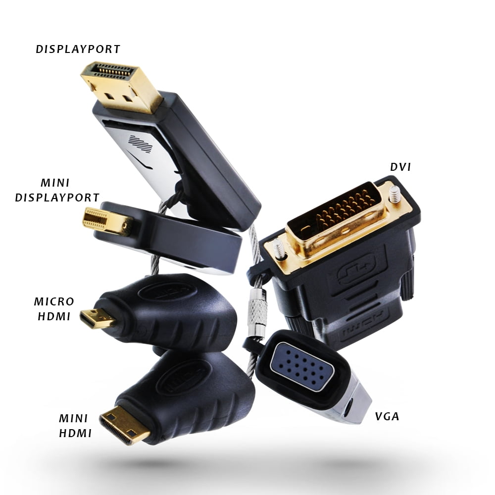 onn. Universal HDMI Adapter Ring with DisplayPort, Mini DisplayPort, Micro Mini HDMI, DVI and VGA Connector -