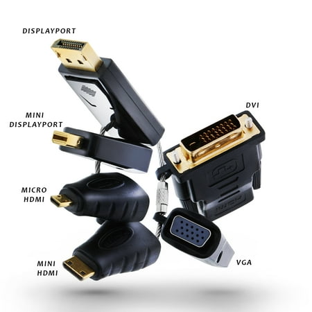 Onn Universal HDMI Adapter Ring with DisplayPort, Mini DisplayPort, Micro HDMI, Mini HDMI, DVI and VGA