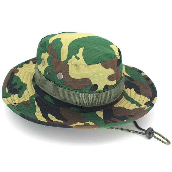 Fesfesfes Outddor Sun Hat Bucket Hat Unisex Summer Bush Fishing Hiking Round Camouflage Cap