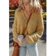 thumbnail image 6 of Women's Light French Beige Lantern Sleeve Scallop V Neck Buttoned Front Cardigan - [ZhiHiMeRi] | (US 12-14)L, 6 of 12
