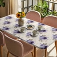 thumbnail image 3 of Purple Spring Floral Table Cloths for 6 Foot Rectangle Tables, Farmhouse Flowers Modern Art Patio Waterproof Elastic Fitted Tablecloths, Washable Rectangular Table Cover for Camping, 3 of 8