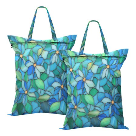 Wobogo Light Blue Green Glass Travel Laundry Bag Dirty Clothes Organizer Top Handle Strap Design Suitable for Beach Camping Dormitory Bathrooms