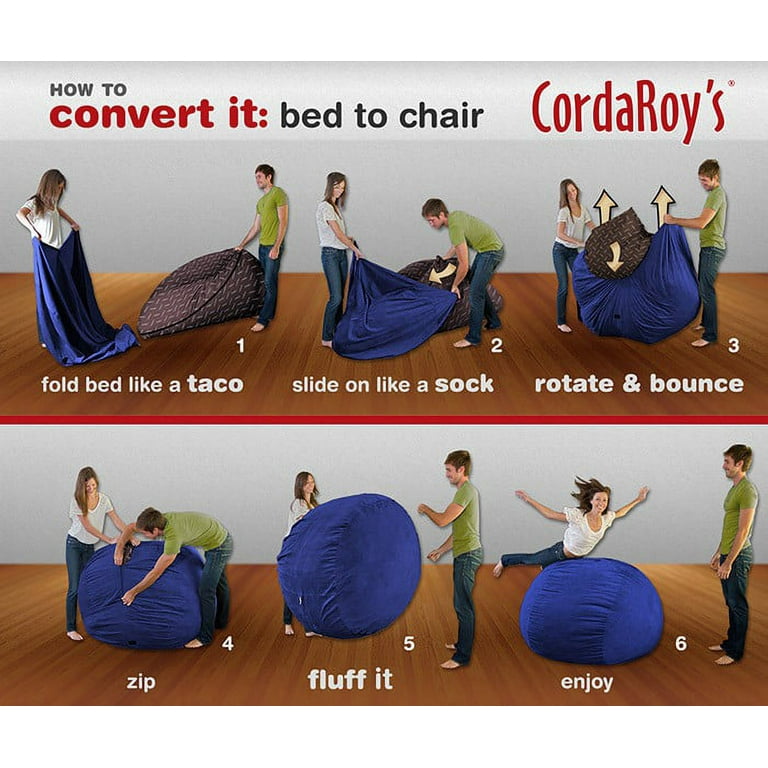 HABUTWAY Bean Bag Chair, Giant Bean Bag Chair with Washable Corduroy Cover  Ultra Soft, Convertible Bean Bag from Chair to Mattress, Huge Cordoroys