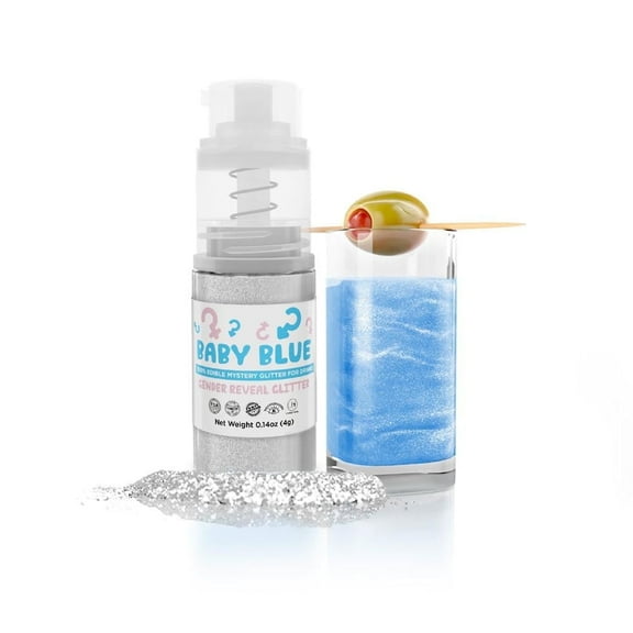 Brew Glitter - Baby Blue Gender Reveal Color Changing Edible Drink Glitter - 4g, 1x Mini Spray Pump