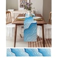thumbnail image 4 of Table Runner 72 Inches Long for Kitchen Dining, Blue Aqua Ombre Dresser Scarf Farmhouse, Dining Table Decorations for Wedding/Parties, Modern Geometric Abstract Aesthetic Cream 14 x 72 In, 4 of 9