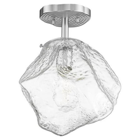 

63125LEDDLP-MSS-CLR 10 in. Boulder LED Semi Flush Mount Ceiling Light Matte Chrome