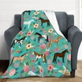 thumbnail image 4 of Horse Blanket Gifts for Girls Women Cute Horses Flowers Flannel Fleece Throw Blanket Soft Warm Fuzzy Floral Blanket for Horse Lovers Decor Bed Couch Living Room for Adults 80"x60", 4 of 6