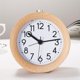 thumbnail image 1 of Reloj despertador redondo de madera con números arábigos, silencioso, retroiluminado, funciona con pilas, naturaleza, 1 of 4