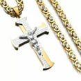 thumbnail image 6 of QQTDFG Jesus Crucifixion Cross Pendant For Men Women Stainless Steel Byzantine Necklace-Silver Gold-32 inch Necklace, 6 of 7