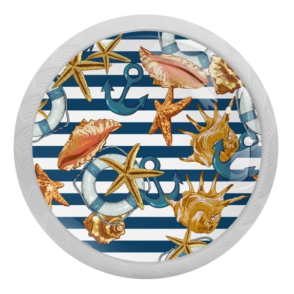 4PCS Round Anchor Cabinet Fluorescence Knob Glowing in the Dark Furniture Drawer Pulls Handle with Screws