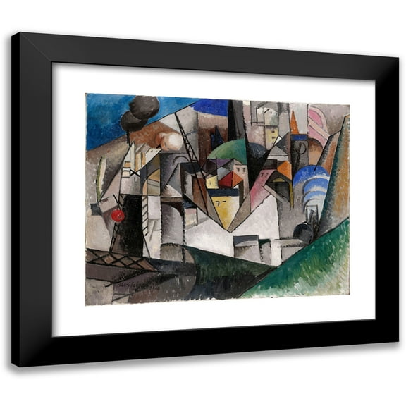 Albert Gleizes 14x12 Black Modern Framed Museum Art Print Titled - Landscape (1914)