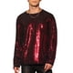 thumbnail image 1 of INSPIRE CHIC Camisetas para hombres con cuello redondo de manga larga y ajuste regular, con lentejuelas brillantes, color rojo M, 1 of 6