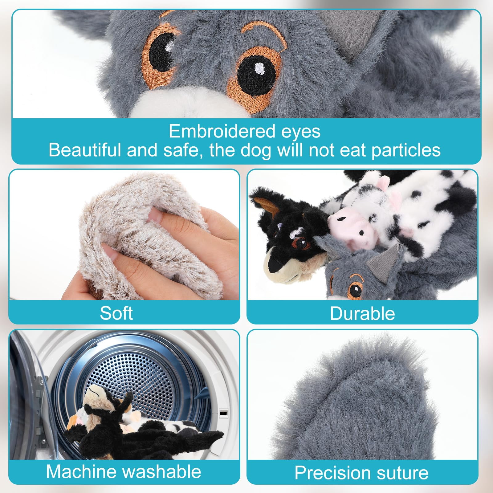10 Soft Dog Squeaky Toys No Stuffing Crinkle For Aggressive Chewers Durable Plush Puppy Squeak Animals Small Medium Large Pets  10 Styles (classic Style)