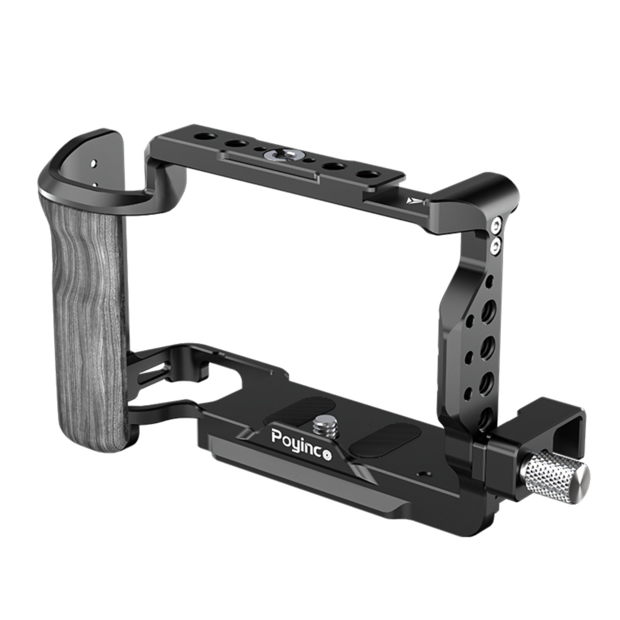 Poyinco Camera Cage Compatible with Sony ZV-E1 Aluminum Video Rig Wooden Grip HDMI
