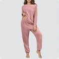 thumbnail image 5 of FDGIU Women's Winter Fuzzy Pajamas Set‌, 2 Piece Cozy Fleece Sleepwear, Loungewear Long Sleeve Top with Pockets, 5 of 6