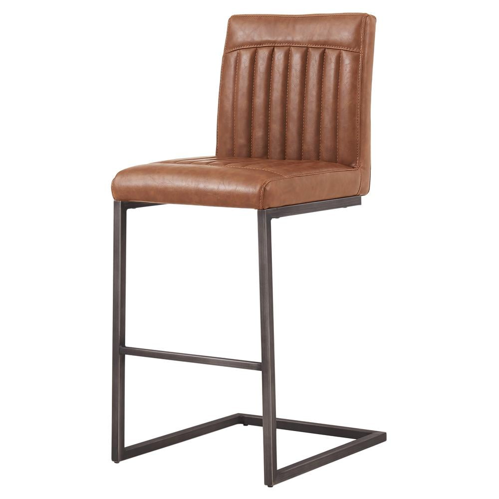 Ronan PU Leather Counter Stool,Set of 2 - Antique Cigar Brown