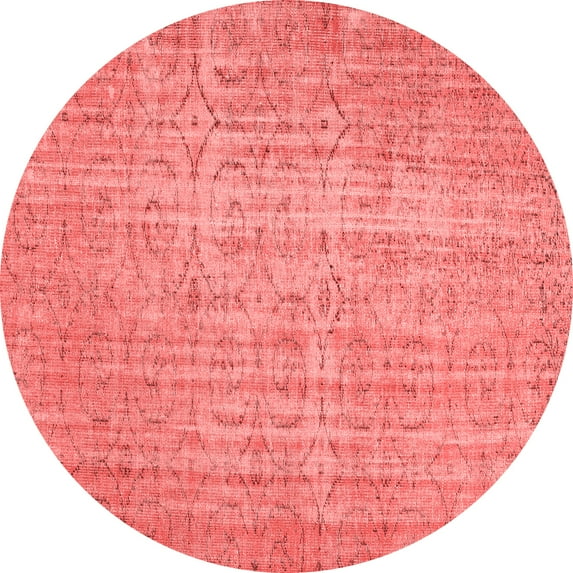 Ahgly Company Indoor Round Abstract Red Contemporary Area Rugs, 7' Round