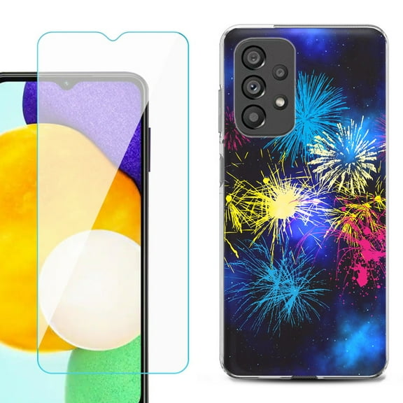 Slim-Fit Gel TPU Phone Case for Samsung Galaxy A23 5G, with Tempered Glass Screen Protector, by OneToughShield ® - Fireworks