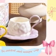 thumbnail image 6 of Ceramic Coffee Mug and Saucer Set with Bow - 260ml Floral Porcelain Tea Cup with Butterfly Design for Women, Ideal for Latte, Cappuccino - Home, Office, Gift (Purple), 6 of 8