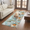 thumbnail image 1 of Hallway Runner Rug 2'x6', Coastal Pumpkins Kitchen Runner Rugs Non-Slip Carpet Mats, Fall Nautical Ocean Starfish Wood Grain Bedside Rugs Runners Washable Floor Carpet for Bathroom Laundry Room, 1 of 4