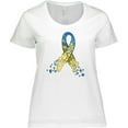 thumbnail image 3 of Inktastic Down Syndrome Awareness Blue and Yellow Hearts Ribbon Women's Plus Size T-Shirt, 3 of 5