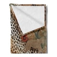 thumbnail image 2 of Ambesonne Leopard Print Fleece Throw Blanket Autumnal Vibes Exotic 50"x70" Camel Apricot and Green, 2 of 5
