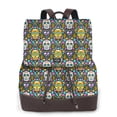 thumbnail image 1 of Disketp Sugar Skulls Mochila de Cuero para Mujer, Bolso de Espalda Antirrobo con Estilo para Viaje, Trabajo y Uso Diario, 1 of 4