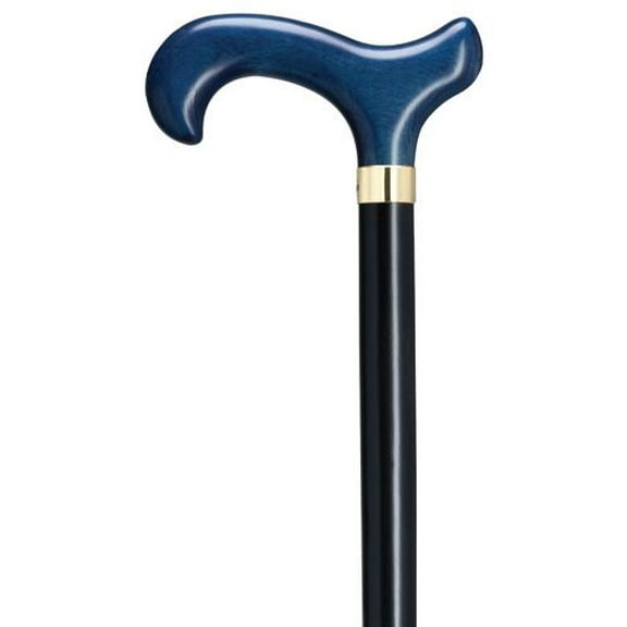 Walking Cane Men Derby Handle Cane Black Maple Shaft, Blue Stained Handle