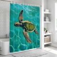 thumbnail image 5 of Teal Sea Turtle Coastal Shower Curtain Set - Standard 72" x 72" Washable Bathtub Curtain with 12 Hooks, Nautical Summer Ocean Beach Waterproof Fabric Stall Shower Curtains for Bathroom/Bathtub Décor, 5 of 6