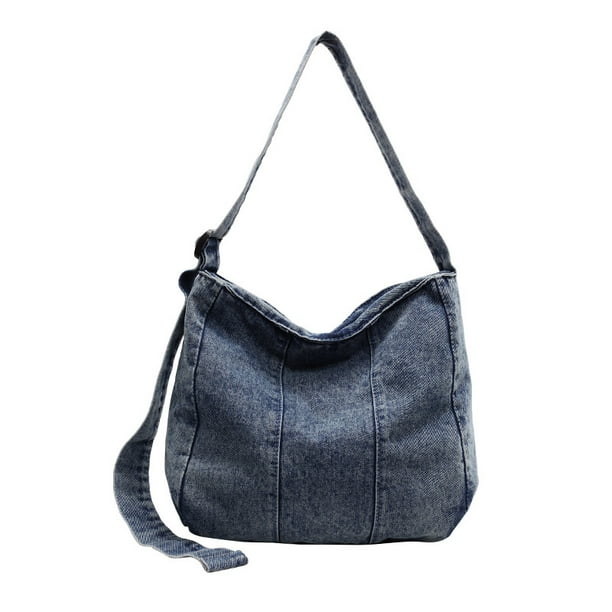 Bandolera de mezclilla lavada para mujer, estilo casual