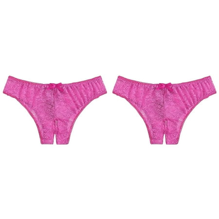 (2-Pack) Rinsvye 1Pc Women Sexy Floral Womens Bodysuit Lace Panty Underwear Brief Night Robe Women Plus Crotchless Thong