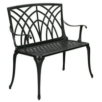 BaytoCare Elegant 38in Black Aluminum Bench, Aluminum Bench for Patio Garden