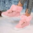 thumbnail image 3 of FRSASU Women's Flat Lace-Up Snow Ankle Boots Winter Warm Thick-Soled Non-Slip Plush Lined Work Boots Pink, 3 of 9