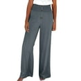 thumbnail image 3 of Jinhomg Wide Leg Pants for Women Dressy Cotton Linen Summer Pants Casual Comfy Elastic High Waist Button Trousers 2025 Trendy Flowy Beach Pants Sales Today Gray L, 3 of 7
