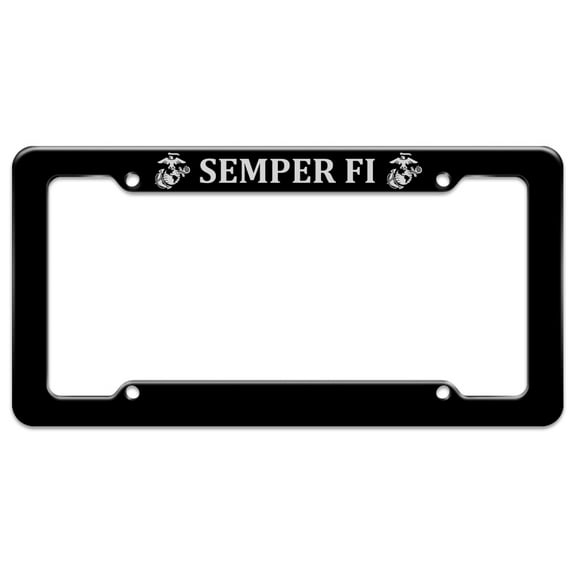 Marine Corps USMC Semper Fi Black White Logo Officially Licensed License Plate Tag Frame