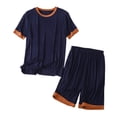 thumbnail image 2 of Mqqzkk 2 Piece Loungewear Set For Mens Color Block Pajamas Set Short Sleeve Set Outfits Sweatsuit Summer Soft Sleepwear, 2 of 9