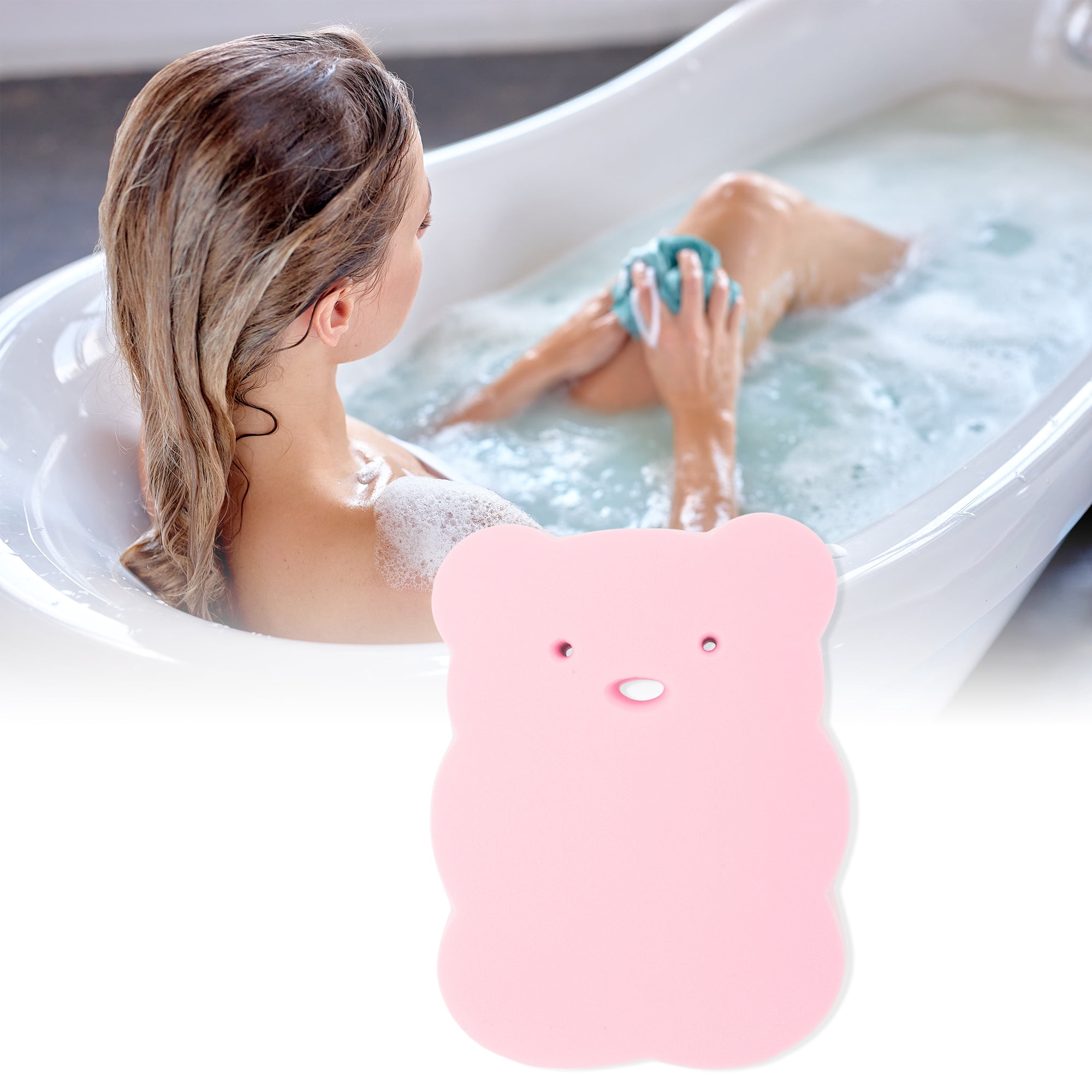 Unique Bargains Cute Bears Shape Bath Sponge Body Scrubber1 Pc Pink