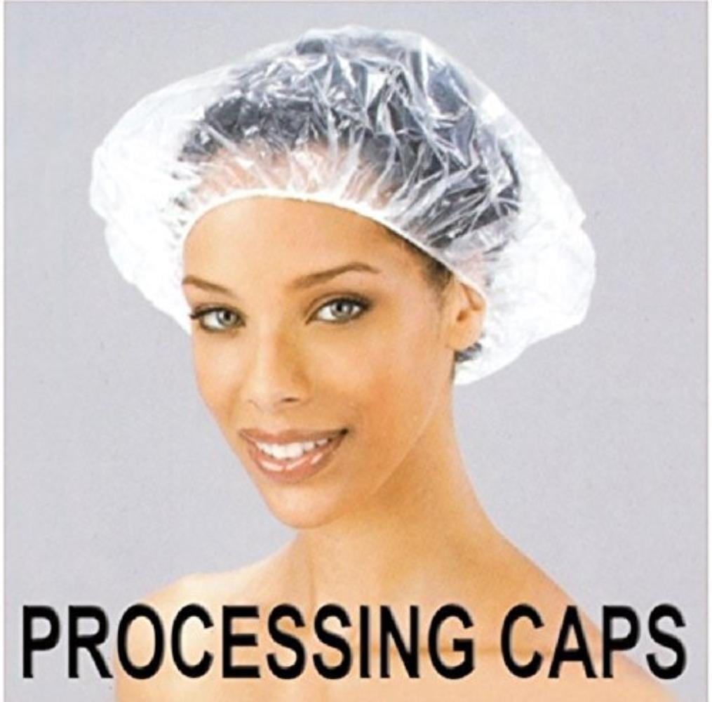 Disposable Shower Caps 200 Packed, 21 clear bouffant style caps By