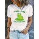 thumbnail image 1 of Women's Casual Round Neck T-Shirt with Frog Print, Short Sleeve, Comfortable Summer Top, Polyester and Spandex Blend, Machine Washable, 1 of 6