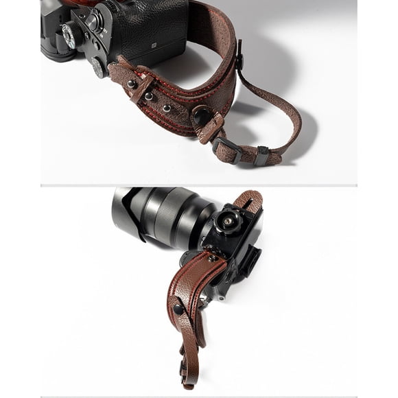 Microfiber Leather Camera Wrist Strap Anti-lost Wristband Recorder Solid Color Tear-resistant Stylish Camcorder Wristband Accessories Brown